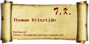 Thomae Krisztián névjegykártya